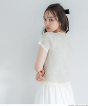 Cropped striped short-sleeved knit top