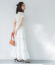 Cropped striped short-sleeved knit top