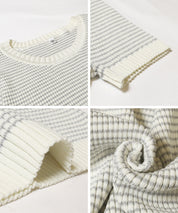 Cropped striped short-sleeved knit top