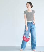 Cropped striped short-sleeved knit top