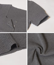 Cool and sweet square neck short-sleeved knitted cardigan