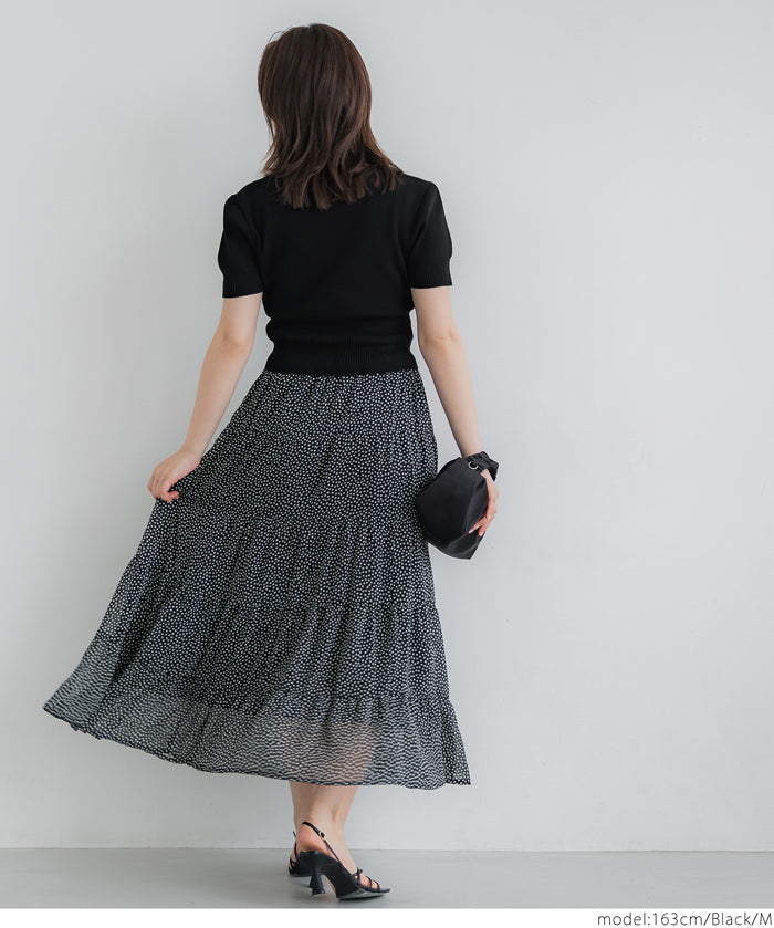 Cool and sweet square neck short-sleeved knitted cardigan