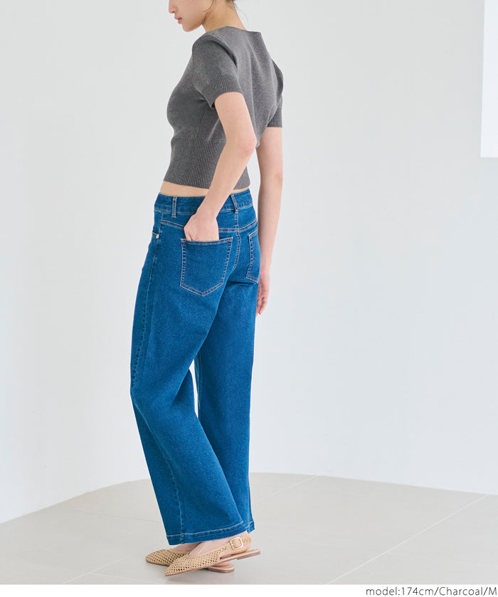 Cool and sweet square neck short-sleeved knitted cardigan