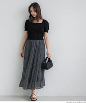 Cool and sweet square neck short-sleeved knitted cardigan