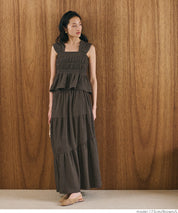 【Matchable】Textured wrinkled Asymmetrical Tiered Skirt