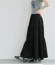 【Matchable】Textured wrinkled Asymmetrical Tiered Skirt