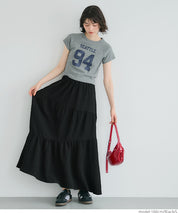 【Matchable】Textured wrinkled Asymmetrical Tiered Skirt