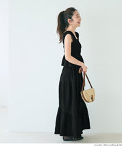 【Matchable】Textured wrinkled Asymmetrical Tiered Skirt