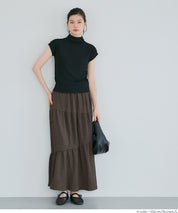 【Matchable】Textured wrinkled Asymmetrical Tiered Skirt