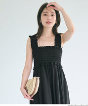 Willow pleated elastic ruffle dress with detachable shoulder straps