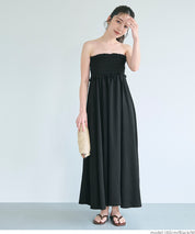 Willow pleated elastic ruffle dress with detachable shoulder straps