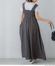 Willow pleated elastic ruffle dress with detachable shoulder straps