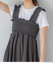 Willow pleated elastic ruffle dress with detachable shoulder straps