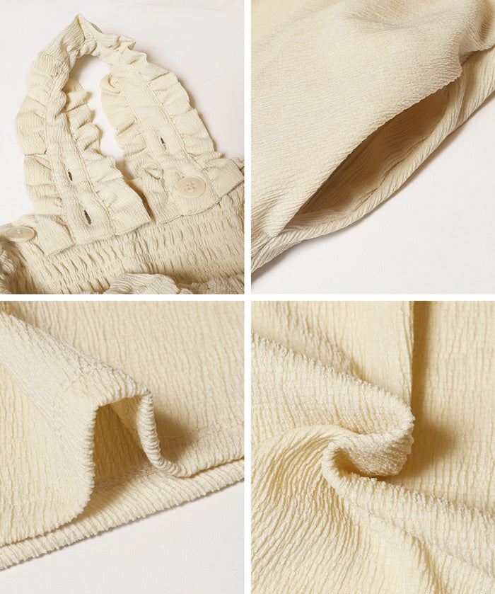 Willow pleated elastic ruffle dress with detachable shoulder straps