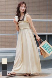 Willow pleated elastic ruffle dress with detachable shoulder straps