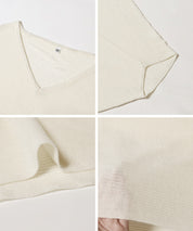 Loose Fit V-Neck Flying Squirrel Sleeve Sheer Knit Top