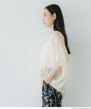 Loose Fit V-Neck Flying Squirrel Sleeve Sheer Knit Top