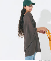 Loose Fit V-Neck Flying Squirrel Sleeve Sheer Knit Top