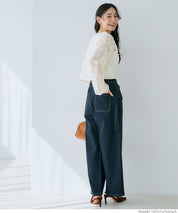 Japanese style transparent lace long-sleeved bow blouse