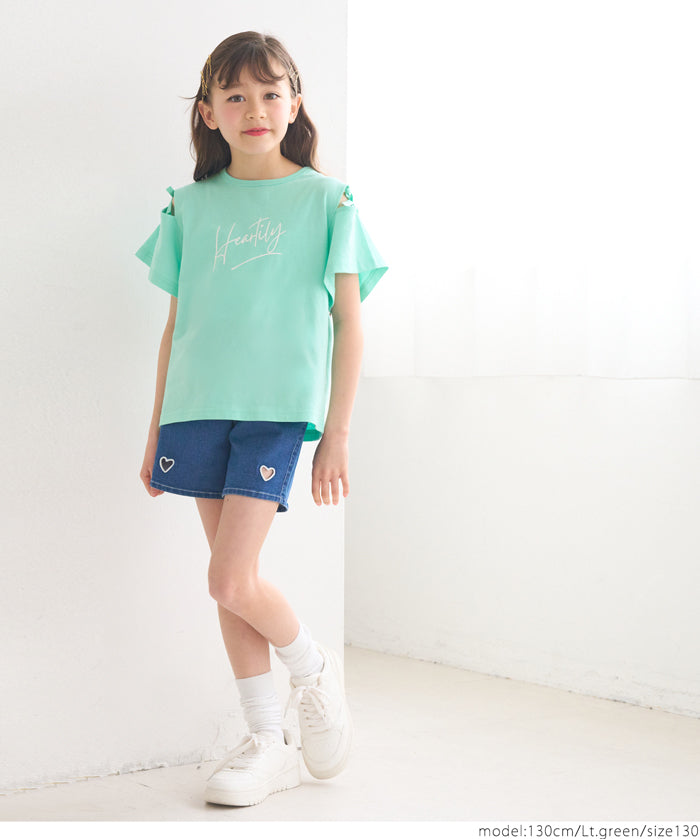 Children's Off-shoulder Bow Short-sleeved Top