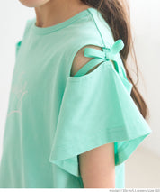 Children's Off-shoulder Bow Short-sleeved Top