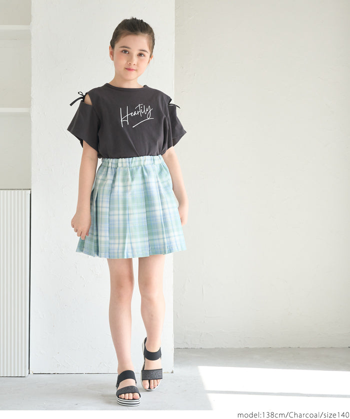 Children's Off-shoulder Bow Short-sleeved Top