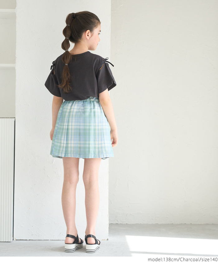 Children's Off-shoulder Bow Short-sleeved Top