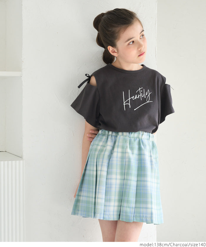 Children's Off-shoulder Bow Short-sleeved Top