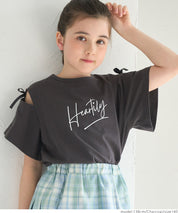 Children's Off-shoulder Bow Short-sleeved Top