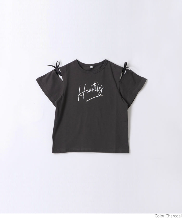 Children's Off-shoulder Bow Short-sleeved Top