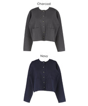 合身金釦口袋造型針織外套