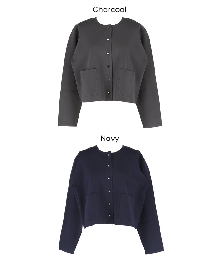 合身金釦口袋造型針織外套