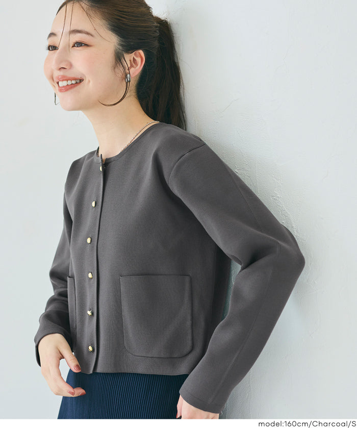 合身金釦口袋造型針織外套