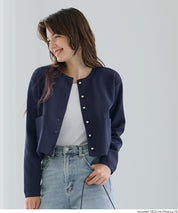 合身金釦口袋造型針織外套