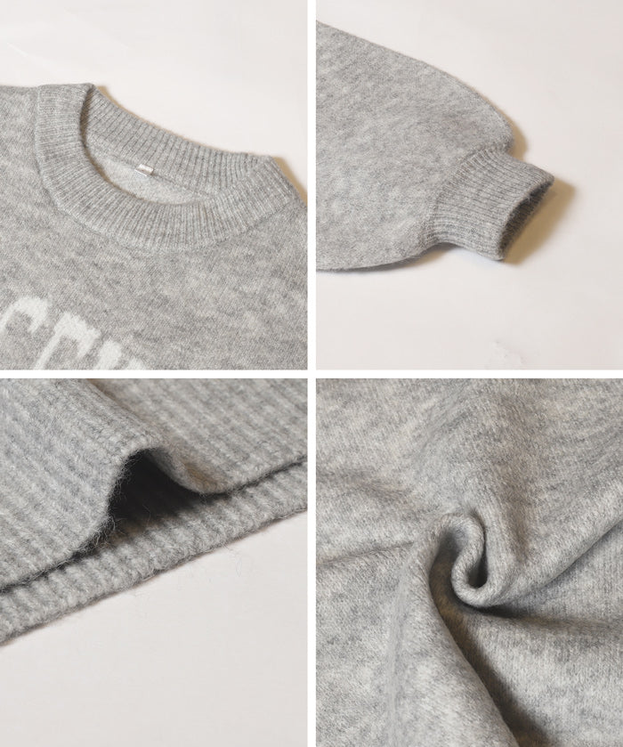 英字LOGO圓領長袖毛衣 親子裝