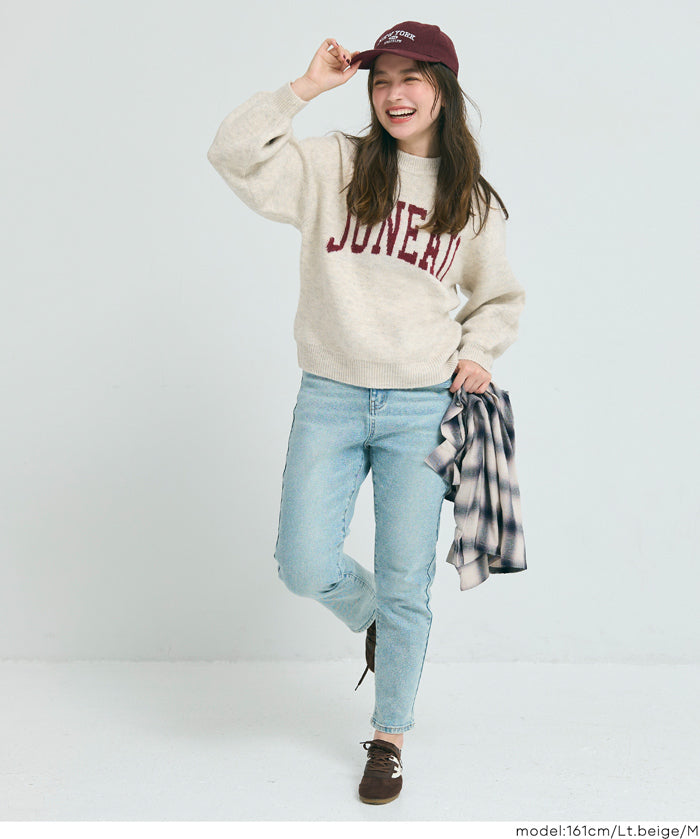 英字LOGO圓領長袖毛衣 親子裝