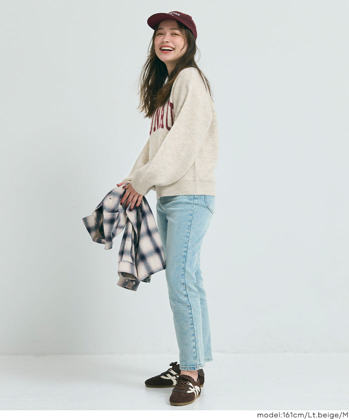 英字LOGO圓領長袖毛衣 親子裝