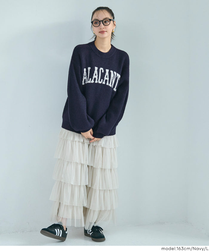 英字LOGO圓領長袖毛衣 親子裝