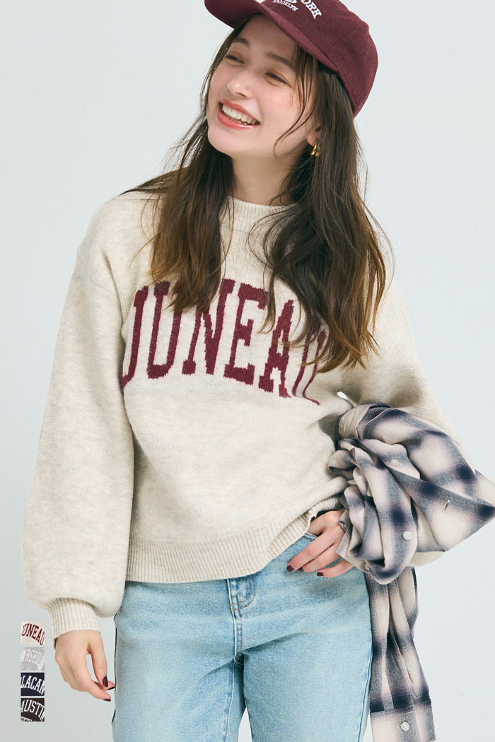 英字LOGO圓領長袖毛衣 親子裝