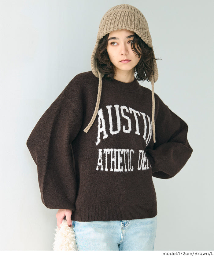 英字LOGO圓領長袖毛衣 親子裝