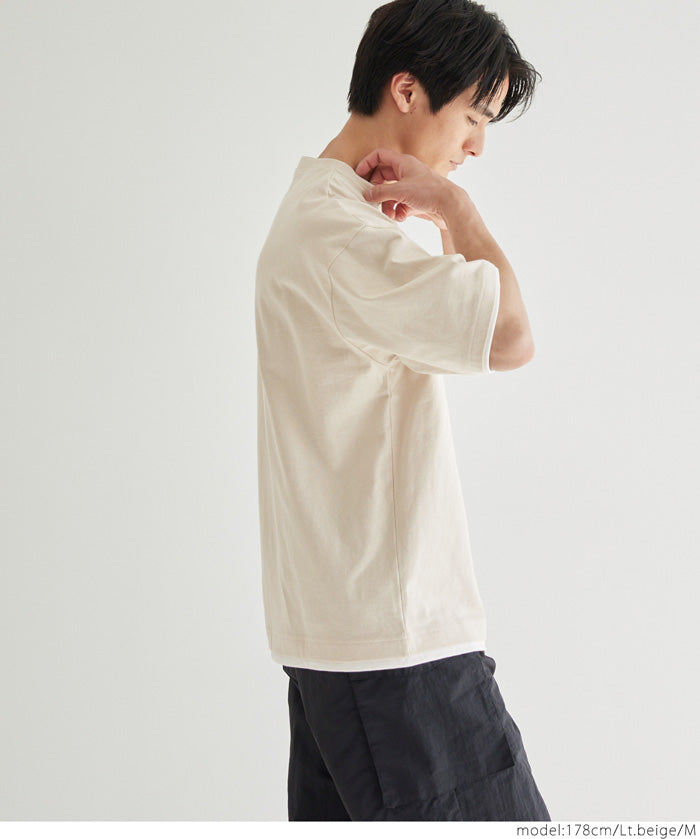 【Heavy Cotton】Men's Fake Two-Piece Layered T-shirt Tops