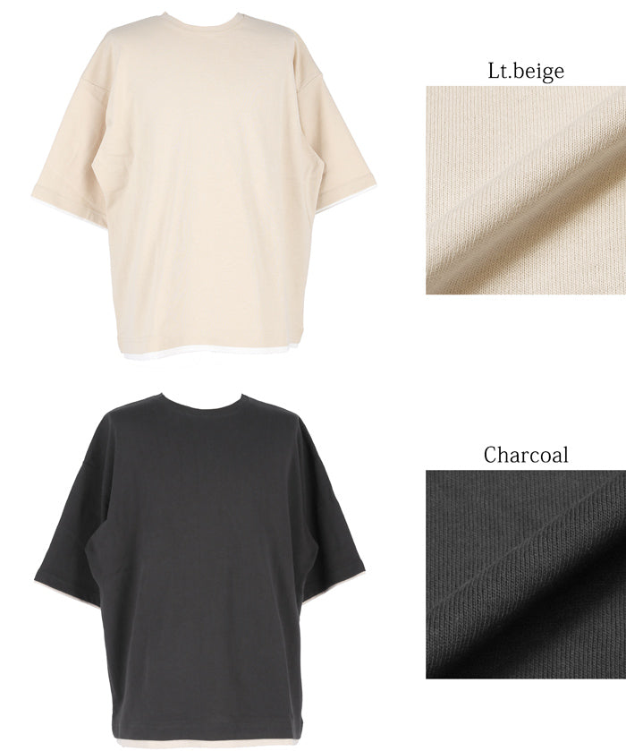【Heavy Cotton】Men's Fake Two-Piece Layered T-shirt Tops