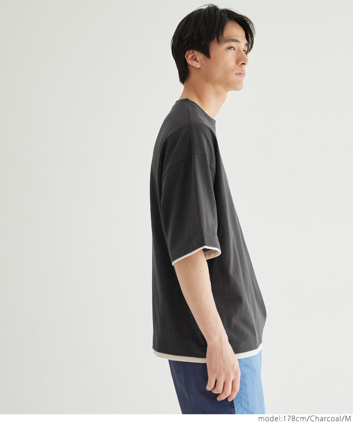 【Heavy Cotton】Men's Fake Two-Piece Layered T-shirt Tops