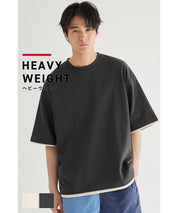 【Heavy Cotton】Men's Fake Two-Piece Layered T-shirt Tops