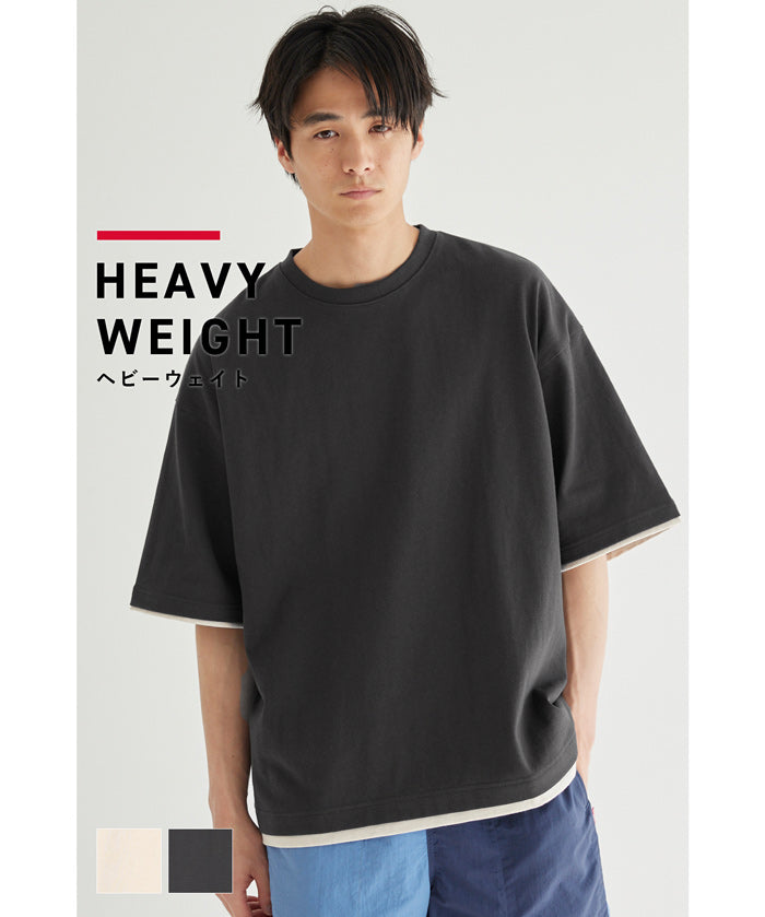 【Heavy Cotton】Men's Fake Two-Piece Layered T-shirt Tops
