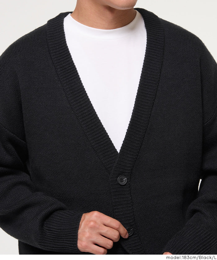 Men's solid fabric Japanese style V-neck Cardigans unisex