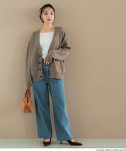 Men's solid fabric Japanese style V-neck Cardigans unisex