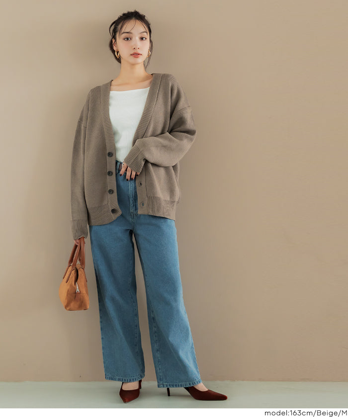 Men's solid fabric Japanese style V-neck Cardigans unisex