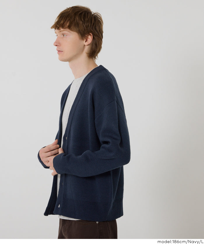 Men's solid fabric Japanese style V-neck Cardigans unisex