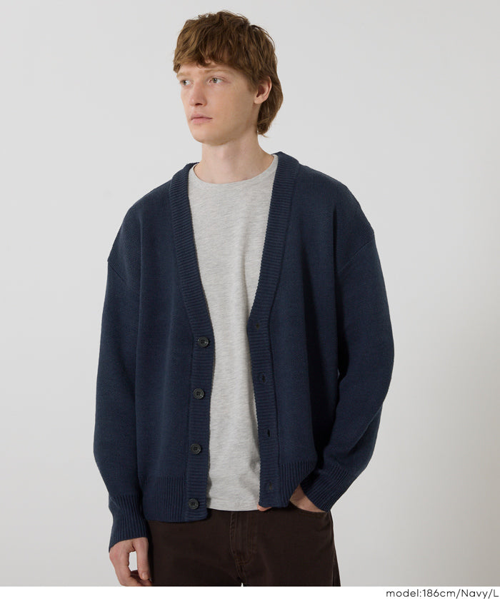 Men's solid fabric Japanese style V-neck Cardigans unisex